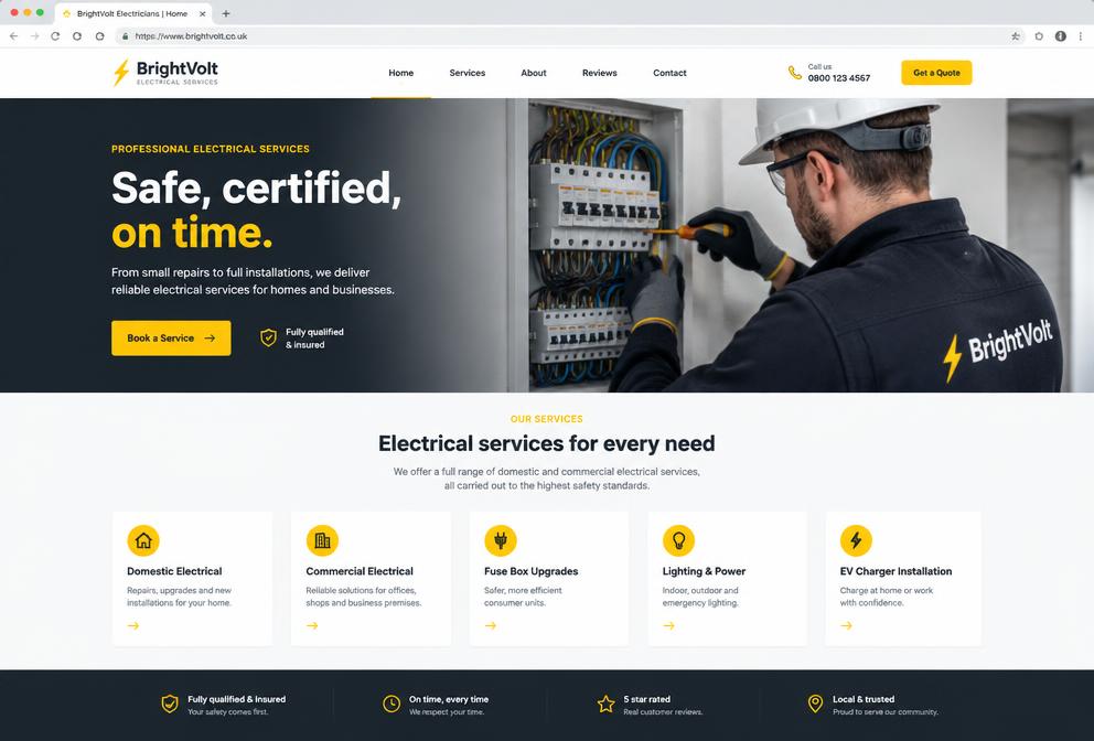 Electrician website starter-template screenshot